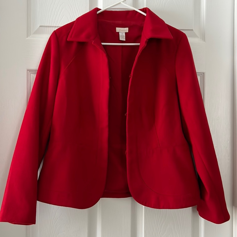 Chico’s red blazer excellent condition lined polyester